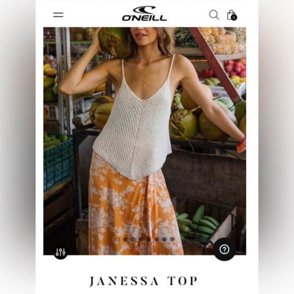 O’Neill Janessa Sweater Tank Top with Handkerchief Hem. Size Small - Picture 2 of 8